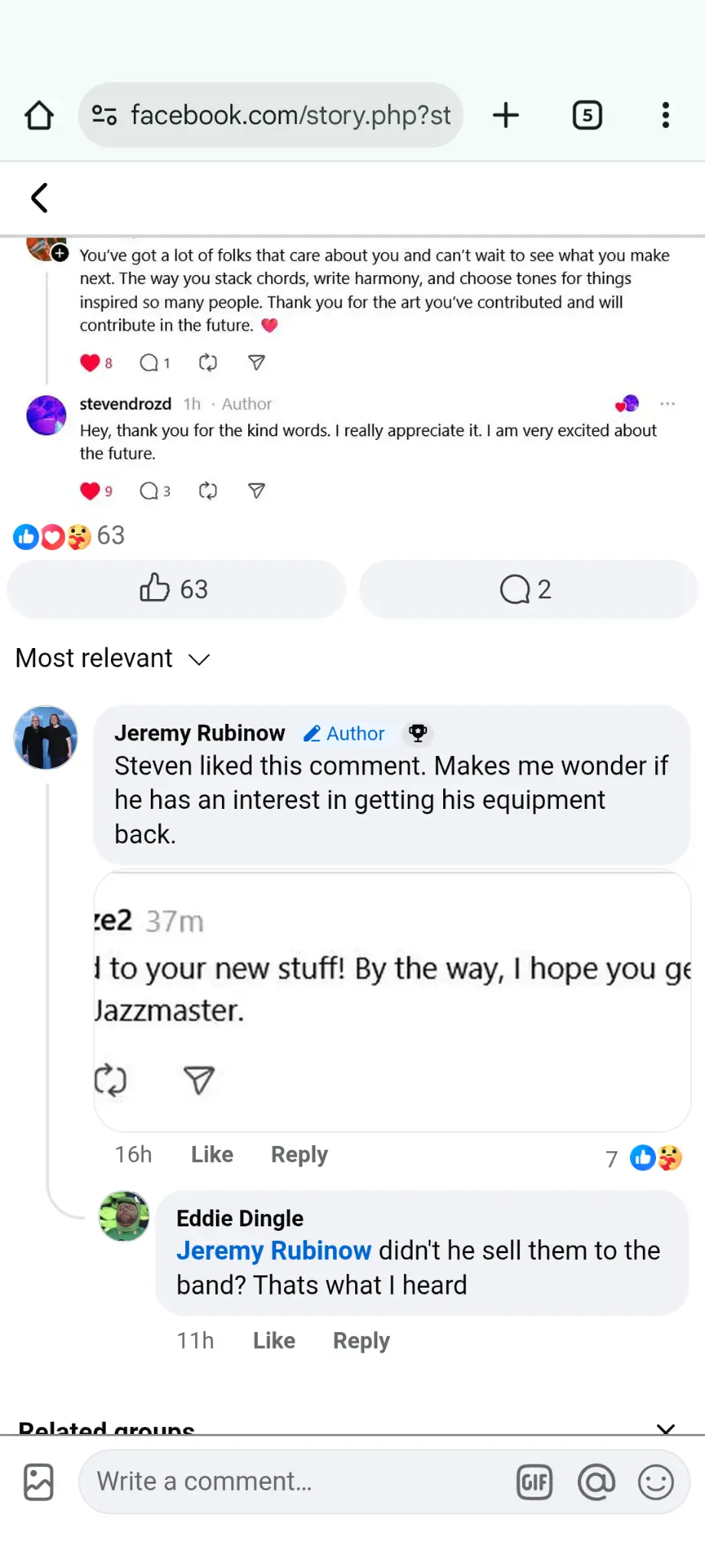 Facebook comments about Steven Drozd's departure from The Flaming Lips